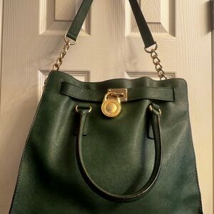 Michael Kors Green and Gold Shoulder Bag with Chain Strap
